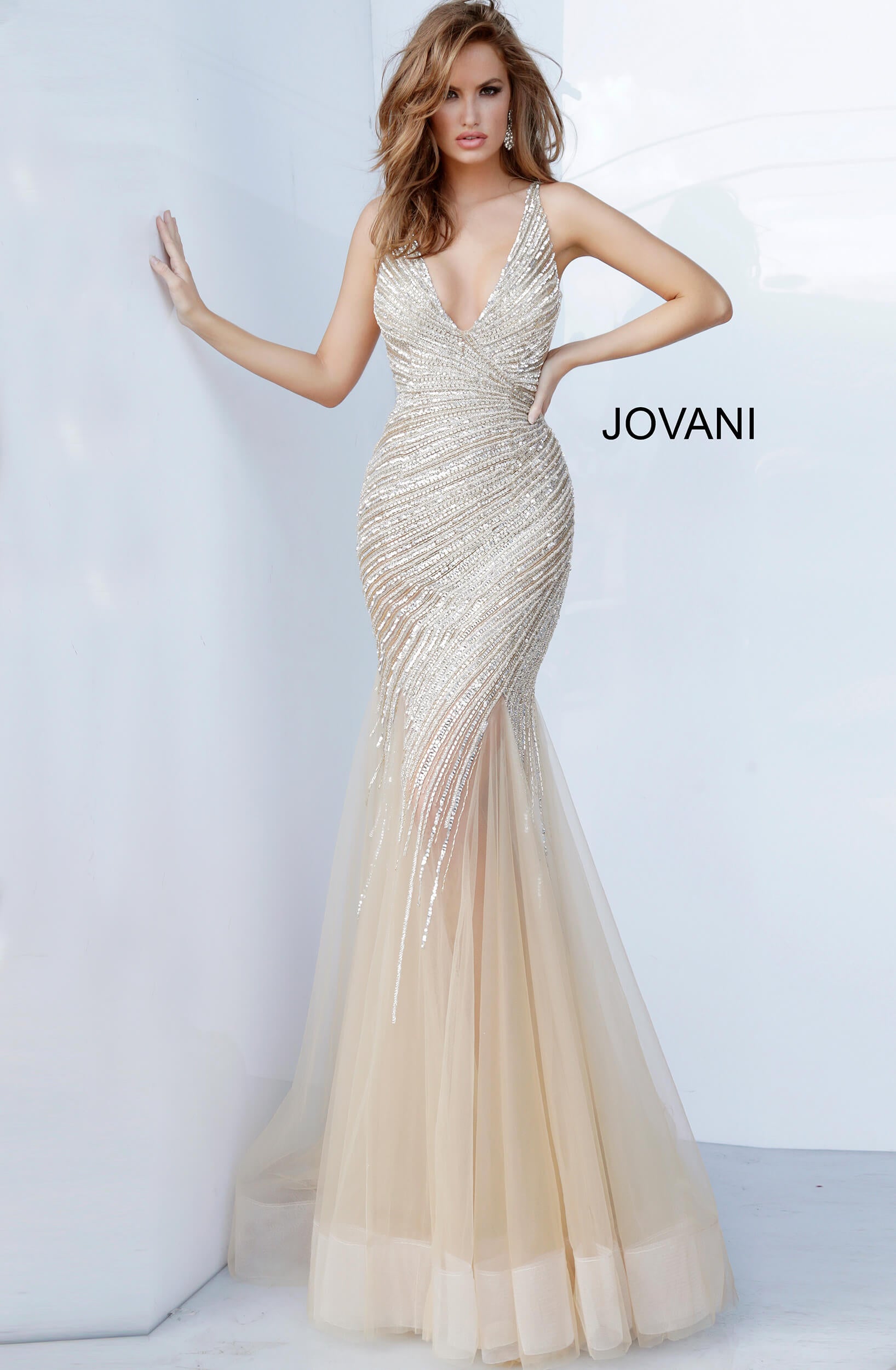 Jovani 4741 beaded long formal dress ...